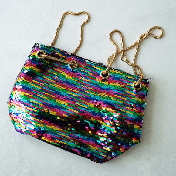 Sequin evening bag. Rainbow multi colored. New. - Picture 2 of 3